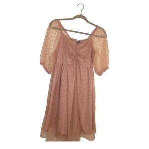 Arula | Blush Pink Sheer Sleeve Babydoll Dress Size X Fairycore‎ Cottagecore